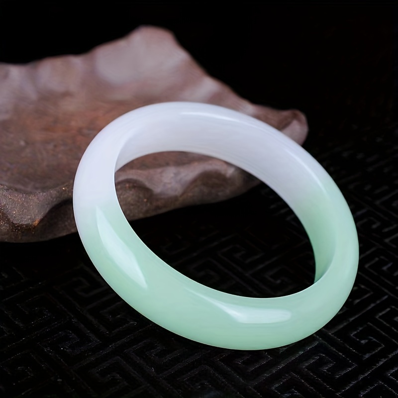 Half White Half Green Classic Flat Bar Bracelet